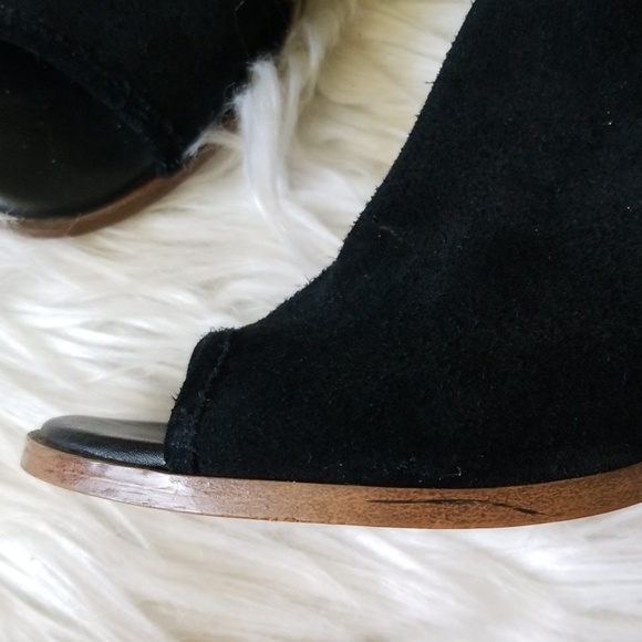 Aldo Black Suede Peep Toe Ankle Bootie - Picture 3 of 8